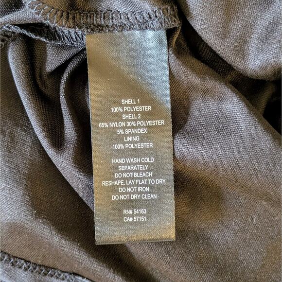 JH Evenings Black Sequin & Chiffon Dress Ruched Pleated Waist Sleeveless Size 6 - Picture 8 of 10